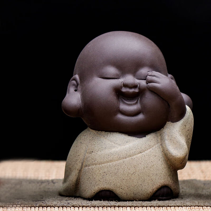 楚如创意紫砂可爱三不小和尚可养人物小茶宠禅意小沙弥多肉盆栽小摆件