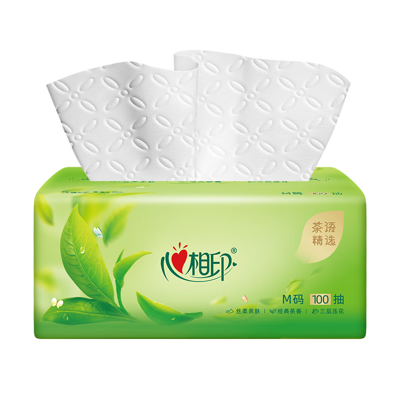 心相印抽纸茶语纸巾茶香味152抽3层家用大包餐巾纸实惠装面巾纸加大M码 茶香味抽纸 3层 100抽*18包