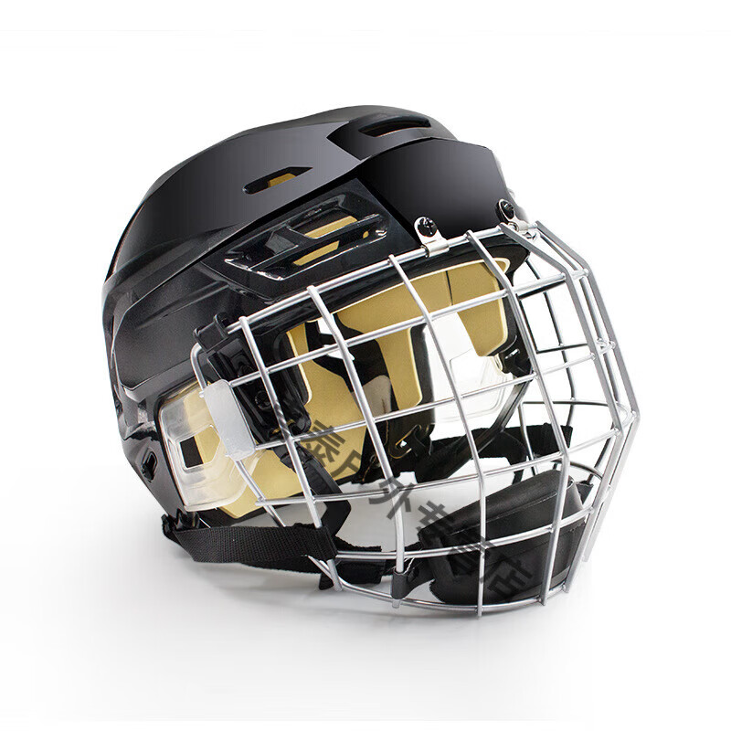 绿野客冰球头盔橄榄球轮滑球装备防摔帽儿童冰球头盔 黑色s