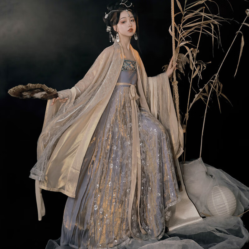 时慕语 唐制诃子裙汉服女仙气飘逸古风广袖夏复原中国风古装全套春夏 织金袖+烫金袖+幻色诃子裙+披帛 S使用感如何?