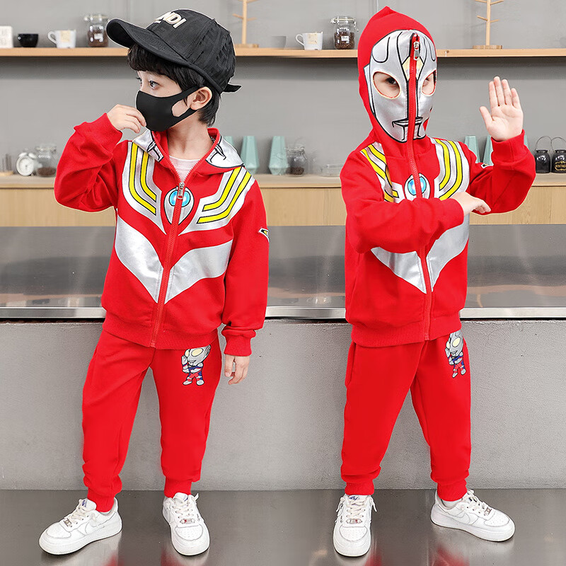 创京懿选童装男童套装春秋装儿童男孩宝宝迪迦奥特曼衣服运动休闲两件
