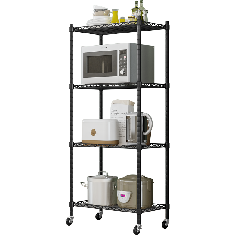 蜗家带轮置物架 厨房加粗多层组合落地客厅层架阳台浴室储物架货架卫生间卧室脸盆架整理架