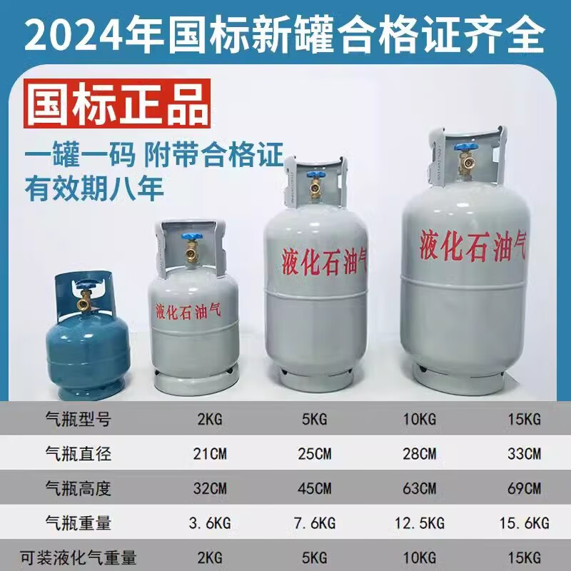 smvp2024国标煤气罐液化气罐钢瓶小罐空罐家用户外2/5/10/15公斤10kg