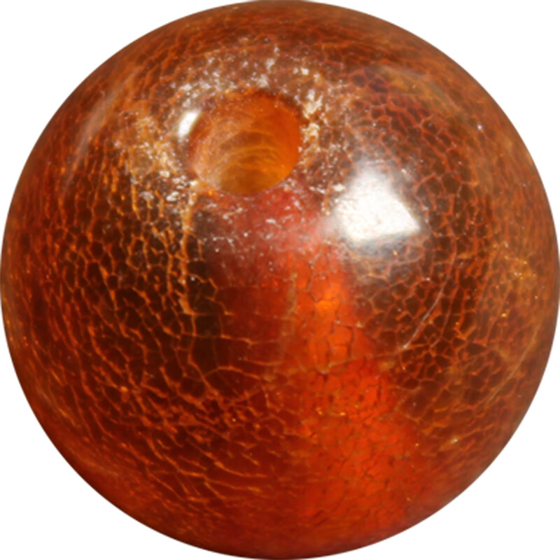 开片清代朝珠金珀 古董珠老琥珀老蜜蜡散珠子配珠单珠单颗手串 【开片