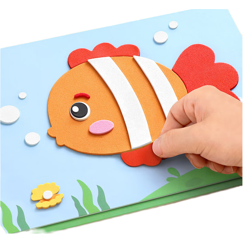 星星舟儿童贴纸EVA玩具3d立体贴画粘贴手工diy材料包女孩生日礼物 森林动物【共12张】
