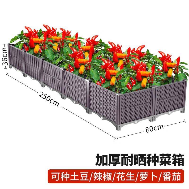 种菜盆塑料花盆长方形种植神器花箱户外 加深双排10联箱【超大尺寸】