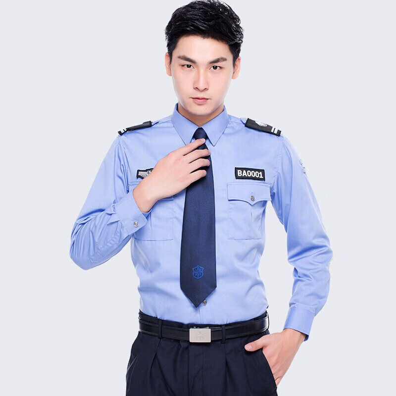 中竣神锋阁 短袖保安服衬衣套装春夏新款物业保安服白色保安衬衫制