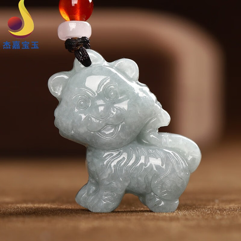 杰嘉宝玉   原创新款真品翡翠生肖虎玉坠男女礼物卡通虎吉祥立体玉吊坠玉石玉挂件玉器配饰带证书免费刻字