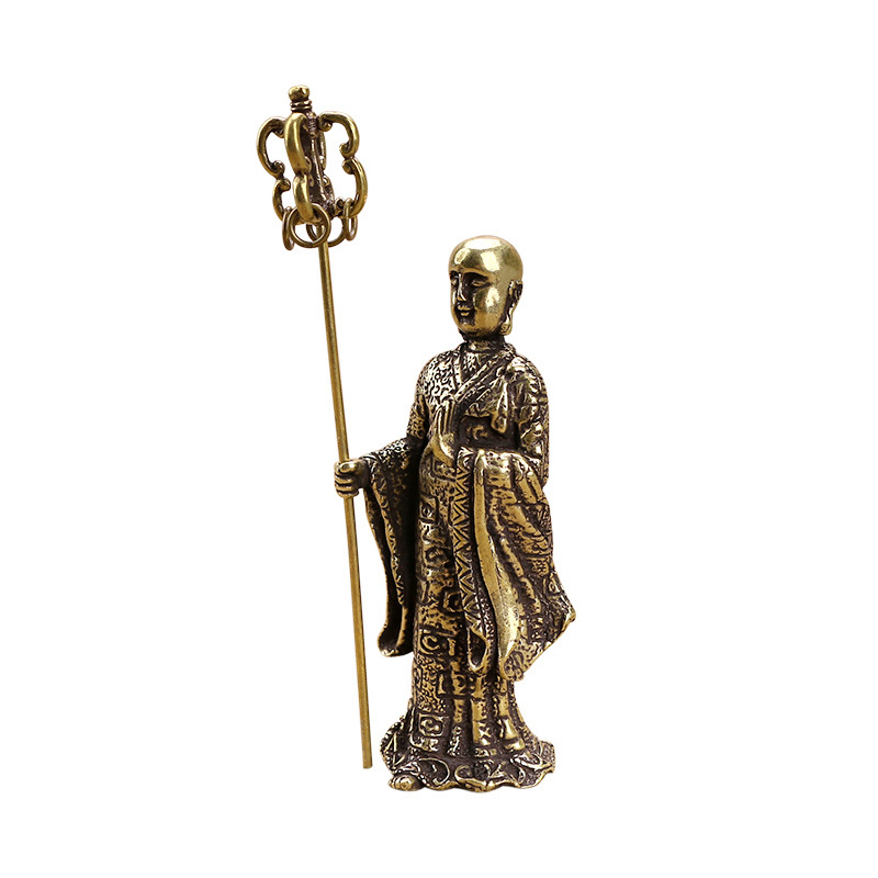 zcqbcy古董杂项古玩铜器铜雕地藏王菩萨小摆件唐僧铜佛铜像佛教用品
