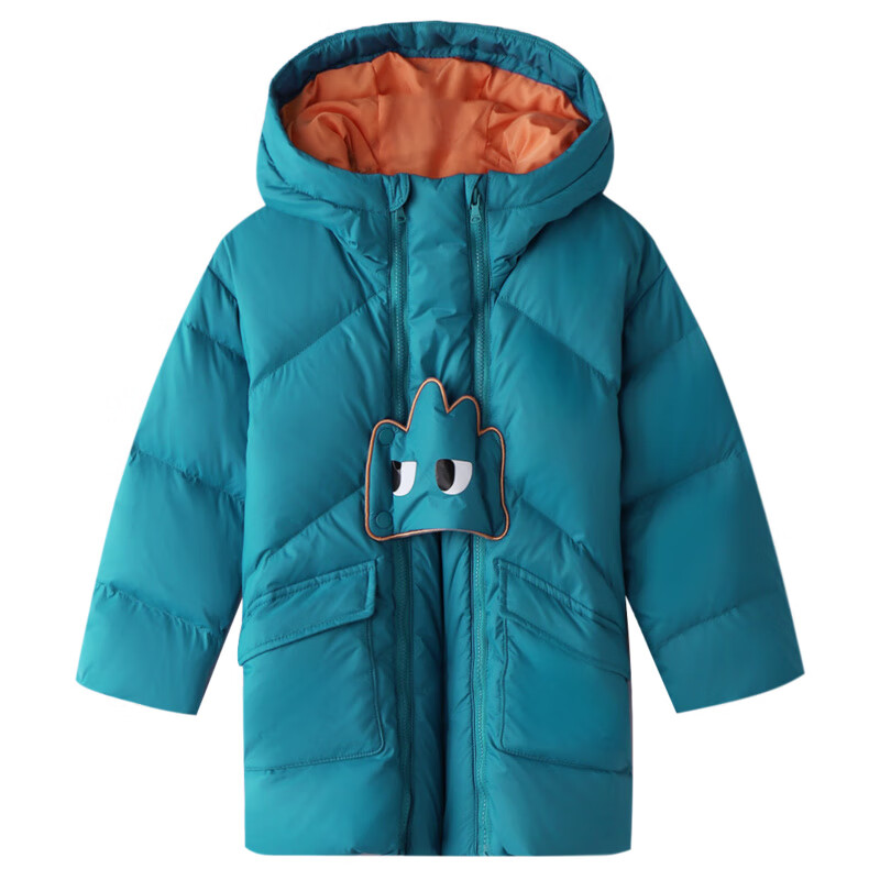 童装男童中长款羽绒服2022冬新款中大童时尚休闲羽绒外套 海青色 90cm