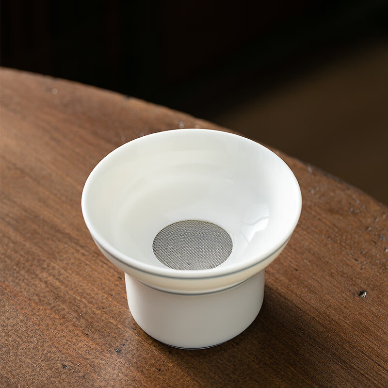 茶叶过滤网创意茶隔茶滤架陶瓷不锈钢滤茶器茶具 双层过滤-白瓷茶漏