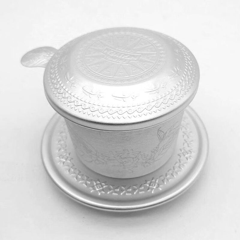 瑾則（JINZE）越南咖啡滴濾壺 越南咖啡滴漏壺滴漏杯滴濾壺鋁壺滴滴壺手沖咖啡 越南雕花鋁制咖啡滴漏壺（免濾紙
