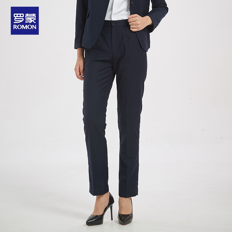 罗蒙西裤女商务正装夏季款面试工作高腰西装长裤子显瘦直筒职业工装裤 藏青 XL怎么看?