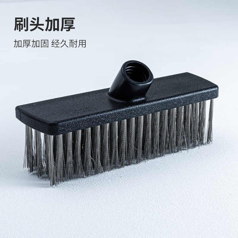 薇瑞格大号钢丝地板刷长柄硬毛洗地刷庭院青苔刷地刷子甲板除铁锈清洁刷 39CM不锈钢丝刷【基础款】