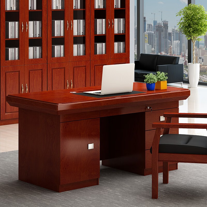 奈高老板办公桌贴木皮油漆桌中班台写字桌单人位1.6米 HX-01