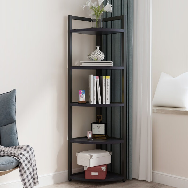 逸兴瑞墙角置物架花架卧室落地多层收纳架客厅钢木三角形转角储物