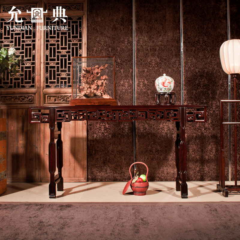 允典红木家具花枝(学名:巴里黄檀)家具红回纹1.