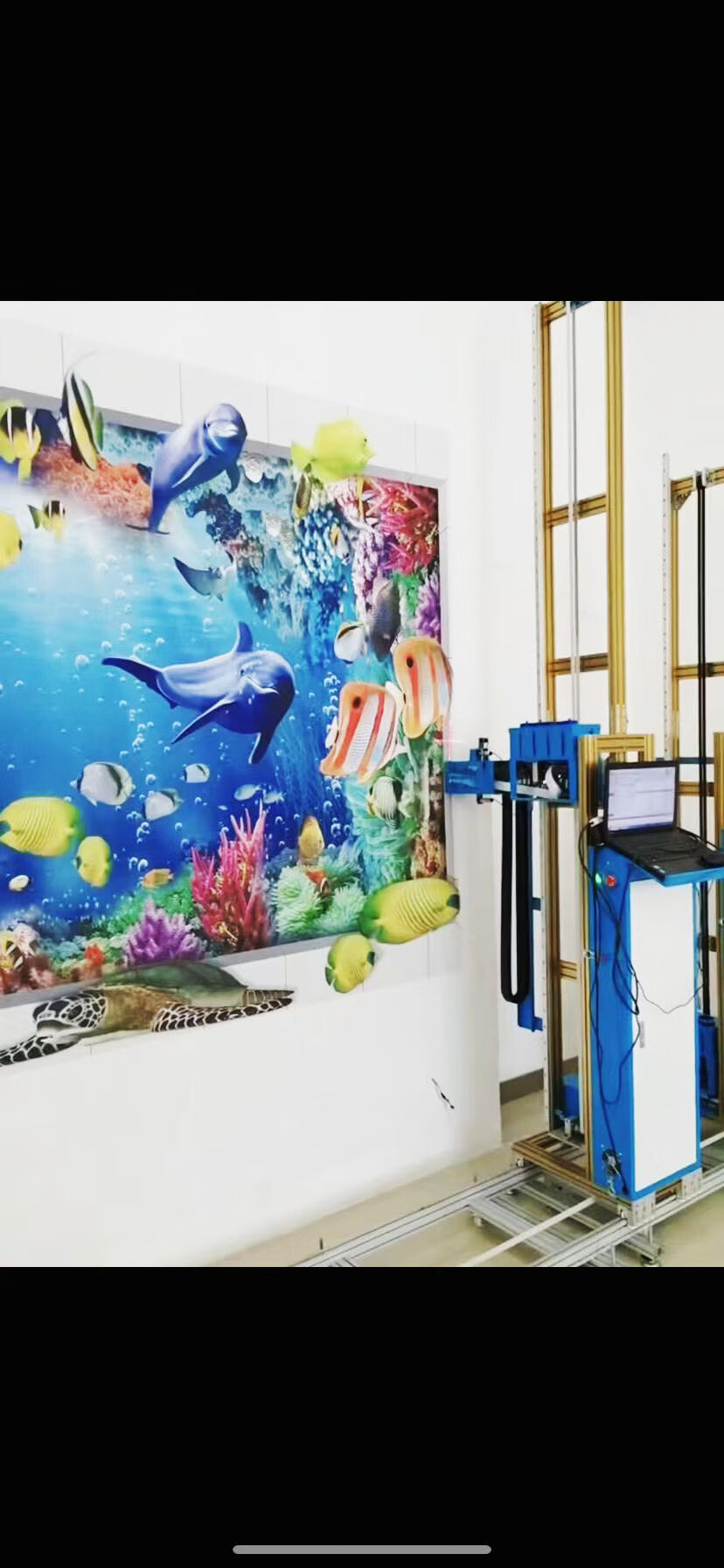 5d全自动墙体彩绘机新农村文化墙壁画uv打印喷绘机背景墙打印机 天