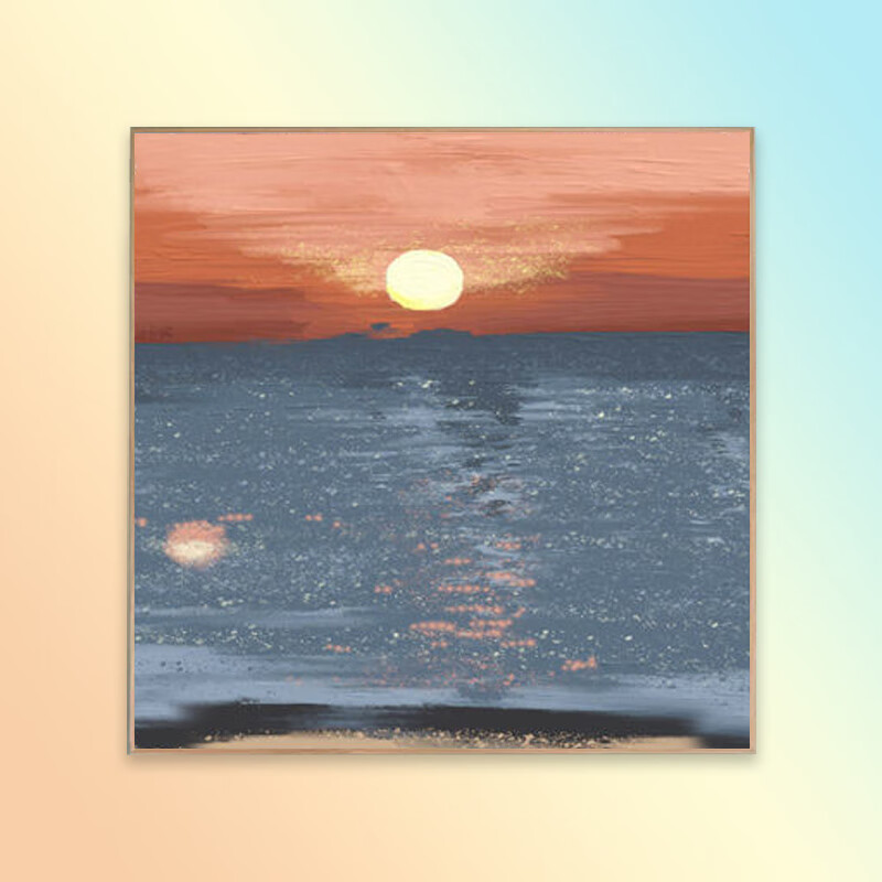 动漫水彩画自己手绘画 落日余晖1(实木内框 高饱和环保颜料 2支画笔)