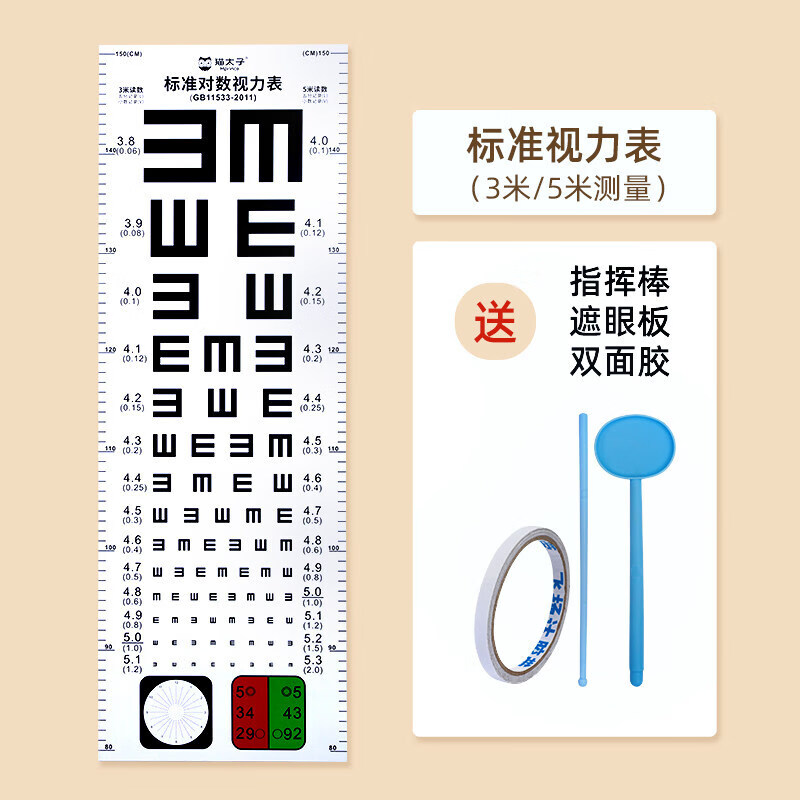 对数视力表挂图标准家用儿童e字测眼睛表yxyxc 标准视力表 双面胶