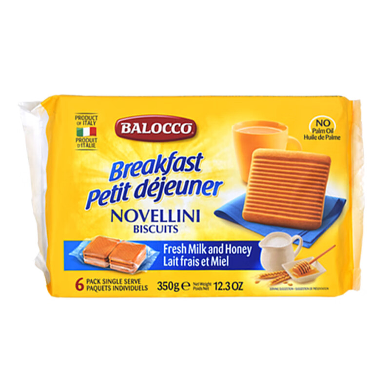 百乐可(balocco)意大利进口 百乐可奶油蜂蜜/多口味饼干350g 早餐办公