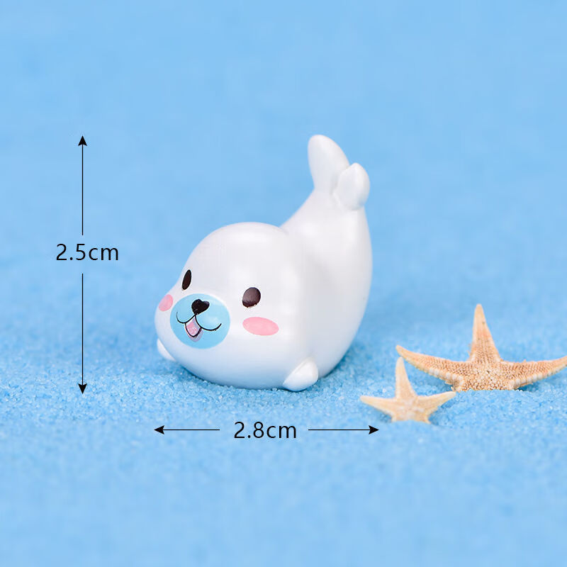 海洋动物迷你摆件鱼缸水族馆配件可爱海豹独角鱼盆景装饰礼物鱼缸