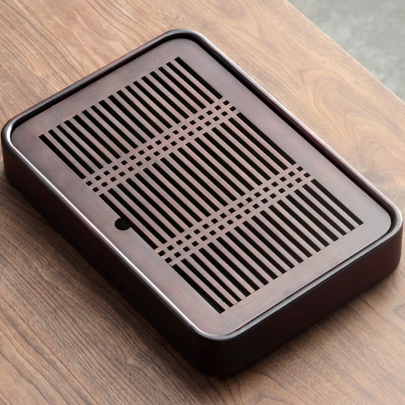 尚言坊竹制长方形茶盘家用简易托盘沥水功夫茶具干泡盘小型储水式小茶