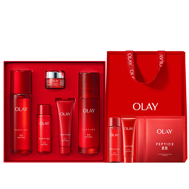 玉兰油（OLAY）大红瓶胜肽精华水乳套装紧致补水保湿抗皱护肤品礼盒520礼物女友