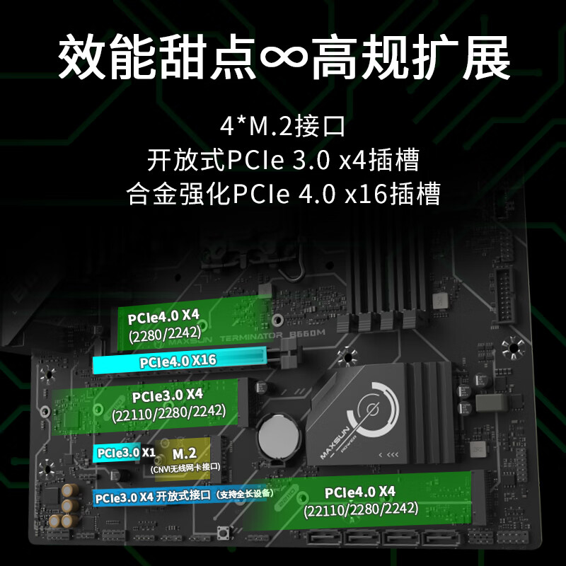 铭瑄（MAXSUN）MS-终结者B660M 电脑游戏主板支持 CPU 12400F/12600KF（Intel B660/LGA 1700）