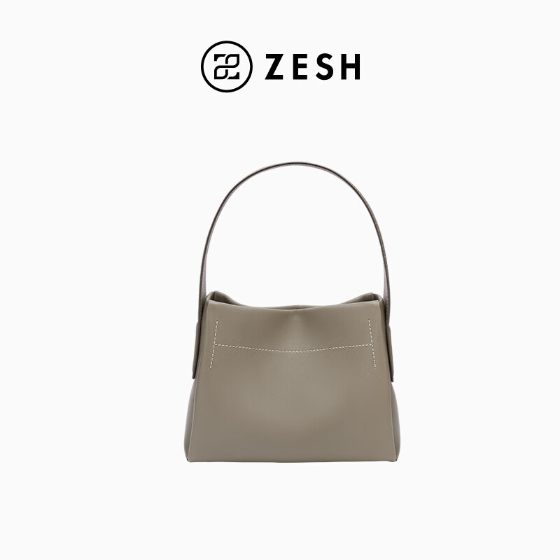 ZESH/泽尚 印象中号腋下包手拎包 通勤外出hobo单肩包女七夕礼物 大象灰
