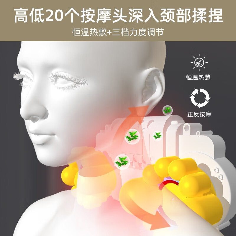 HKA 日本按摩垫全身颈椎按摩器气囊揉捏按摩床垫躺靠垫腰背肩颈部加热家用电动长辈送礼 豪华至尊款(灰色)