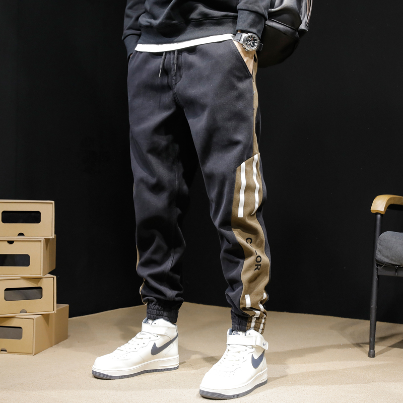 胖胖兄束脚休闲裤男宽松哈伦裤男士束脚裤纯棉大码胖子抽绳肥佬束腿