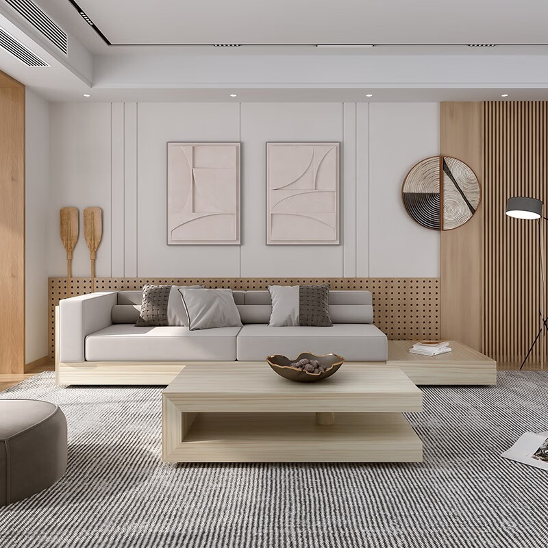 睿思峻博日式地台沙发 日式实木沙发卡座家用客厅地台布艺名宿 松木