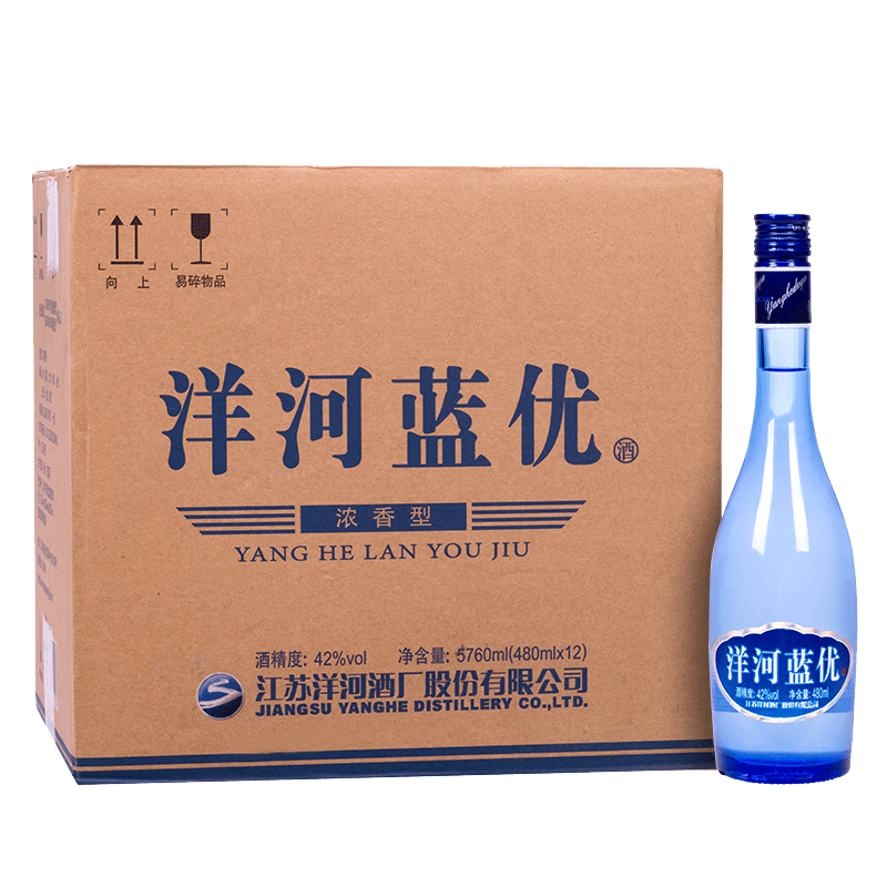洋河洋河大曲 洋河蓝优 浓香型绵柔白酒纯粮酿造口粮酒 42度 480ml 12