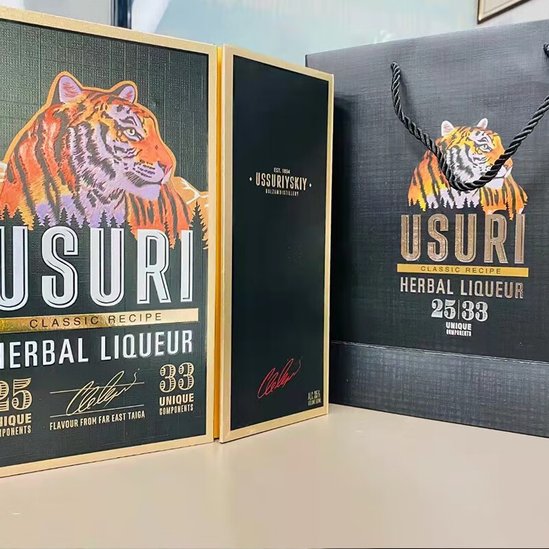 USURI俄罗斯巴里赞姆虎头酒配制酒町酒强町酒草町酒蜜町酒 500mL 2瓶 礼盒装 （强町1+草町1）