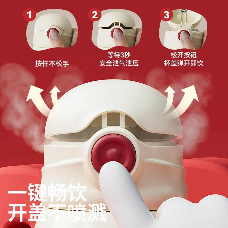 BABLOV花伴森儿童保温杯小学生送礼礼物大容量保温杯316高颜值便携水杯 嗨皮修狗480ml【一杯双盖+杯套】