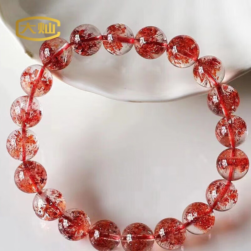 大灿 草莓晶水晶手链手串金云母天然金草莓晶手链礼物中秋礼品520礼物