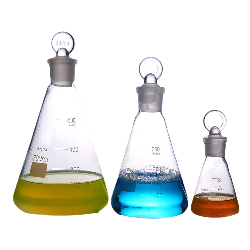 科睿才 磨口具塞三角烧瓶 实验室玻璃仪器具塞锥形瓶 50ml(2个)