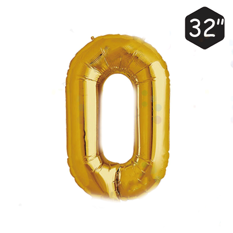 格32寸瘦版数字可飘空生日派对甜品台装饰铝膜气球 中号金色数字0-9