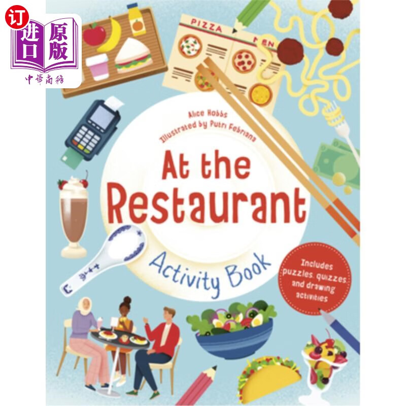 海外直订at the restaurant activity book: includes puzzles, quiz
