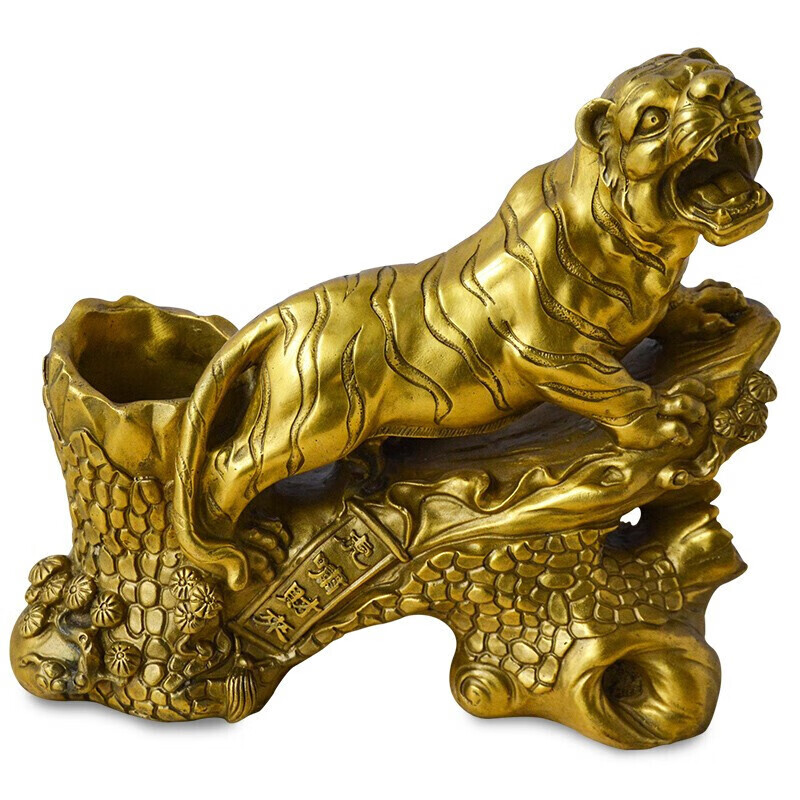 礼亿源 黄铜虎摆件铜老虎工艺品摆设上山虎办公室书桌装饰摆设开业