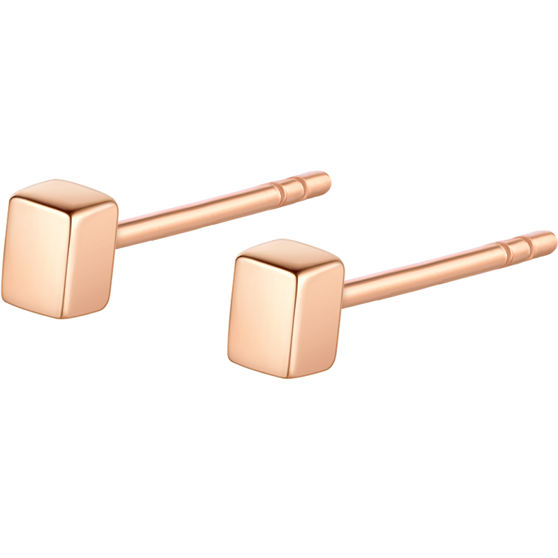 六福珠宝18K金方块彩金耳钉女款耳饰价格走势，欧美明星同款