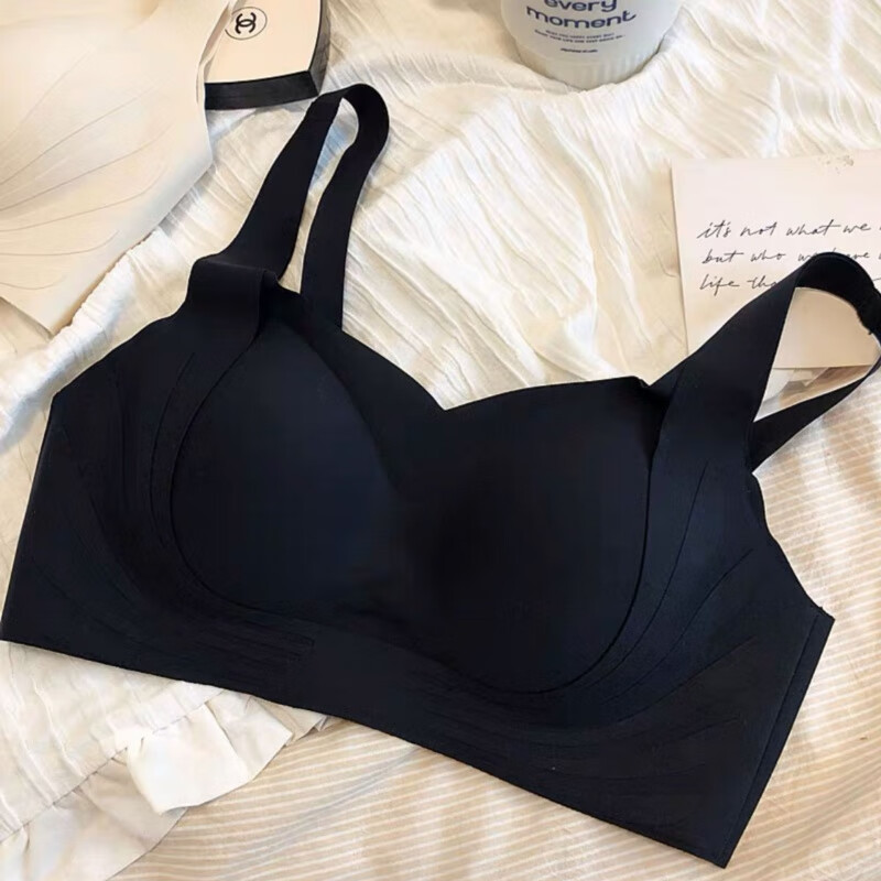 无钢圈胸罩上托提拉双肩带舒适文胸简约 黑色 m (建议70c/75ab罩杯)