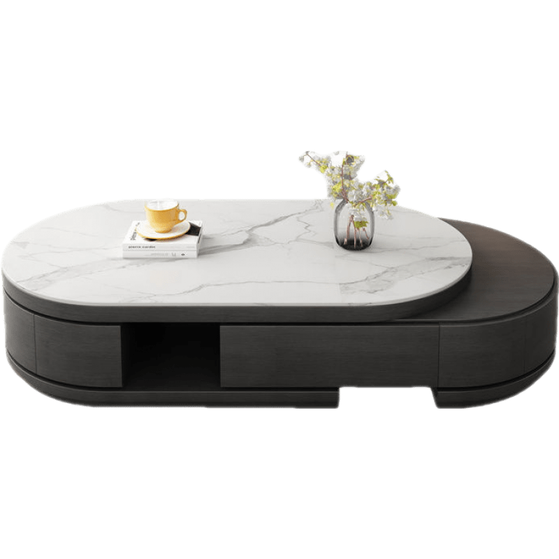 斯驼尔 岩板茶几电视柜客厅2021年新款大理石茶几轻奢茶几桌客厅家用简约 【鱼肚白】伸缩茶几