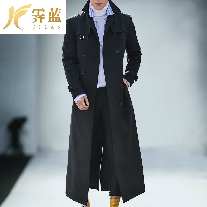 冬季中青年男士加厚风衣外套男超长款过膝修身英伦风帅气大衣男k05