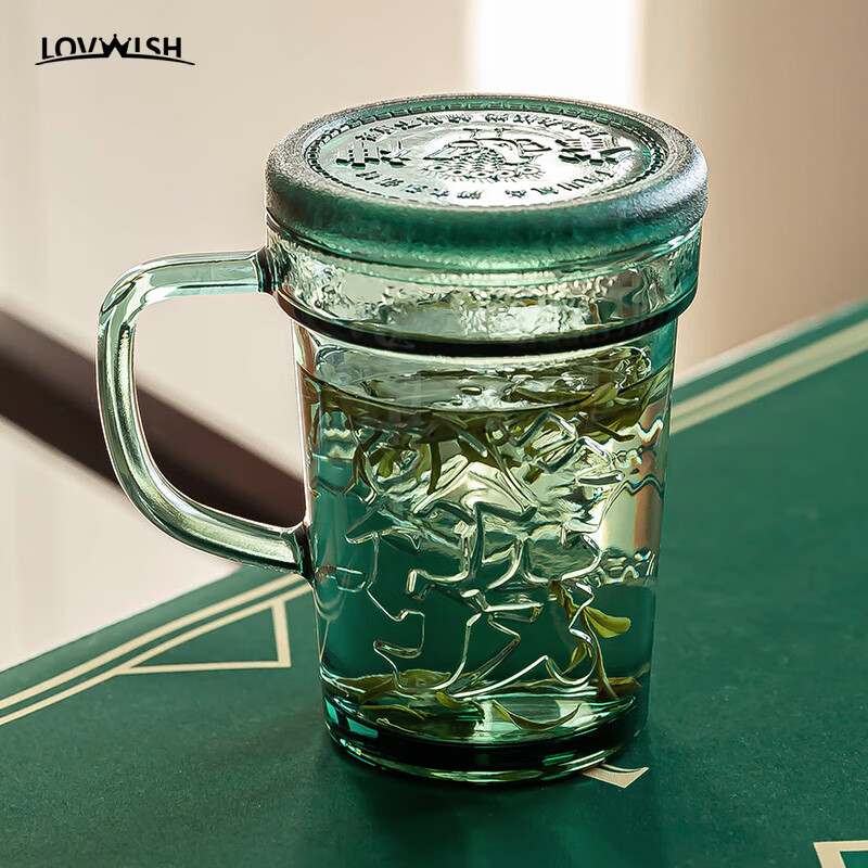 乐唯诗(NERVISHI)原色玻璃杯发财杯茶杯麻将水杯创意文化杯 發财杯*1
