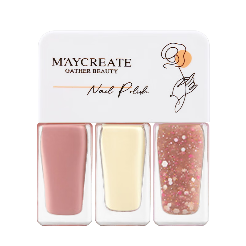 健美创研（M'AYCREATE）指甲油糖莓仙子套装 可撕拉指甲油 女持久透明保护指甲油 
