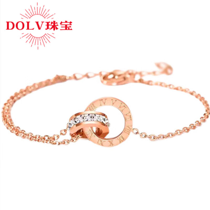 胖東來品質(zhì)18k金腳鏈女AU750玫瑰金雙環(huán)感黃l金色足鏈送友閨蜜禮 玫瑰金雙環(huán)腳鏈