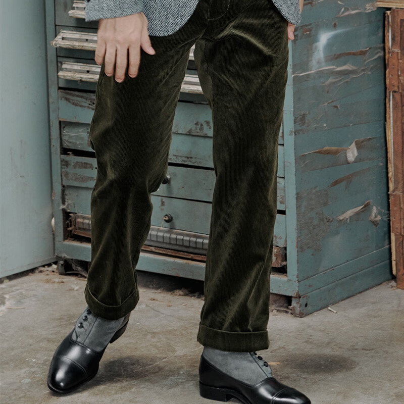 5oz英国brisbane moss灯芯绒复古休闲九分裤 英国brisbane moss