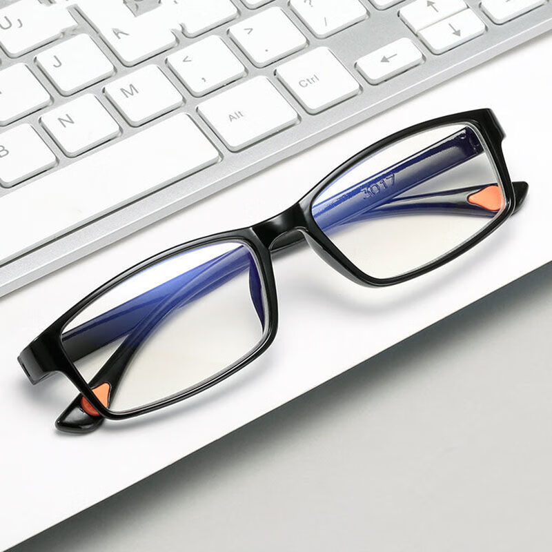600度防蓝光护目镜女简约电脑眼镜平光镜 黑色框 近视100度(送袋 布)